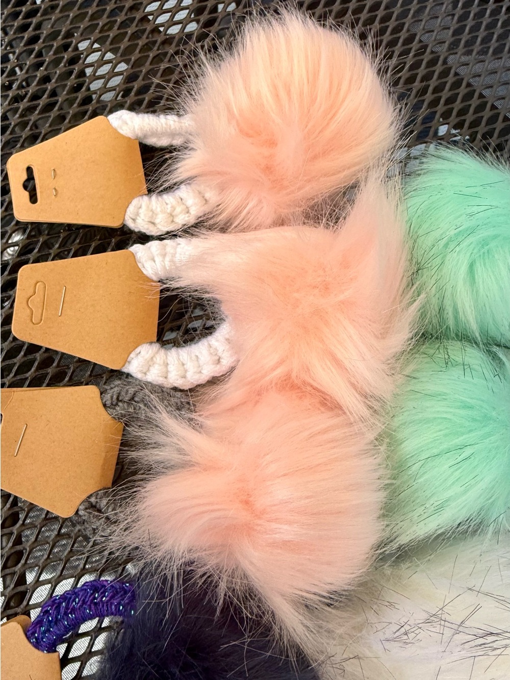 Bundle of 17 Plush Faux Fur Pom Hair Ties - Multi Pastel & Bright Colors